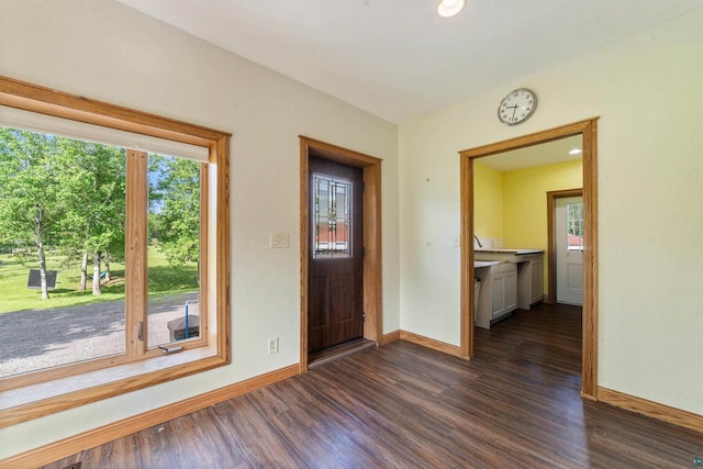 3287 E Old Highway 105, Superior, WI 54880 - foyer entrance with healthy amount of natural light and dark wood-type flooring