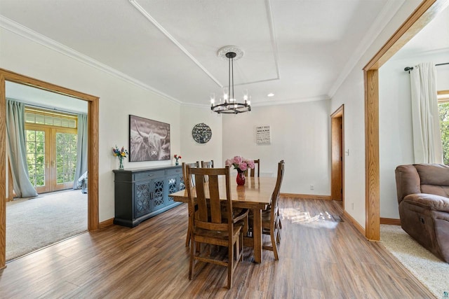 3287 E Old Highway 105, Superior, WI 54880 - dining space with a chandelier, healthy amount of natural light, wood finished floors, and crown molding