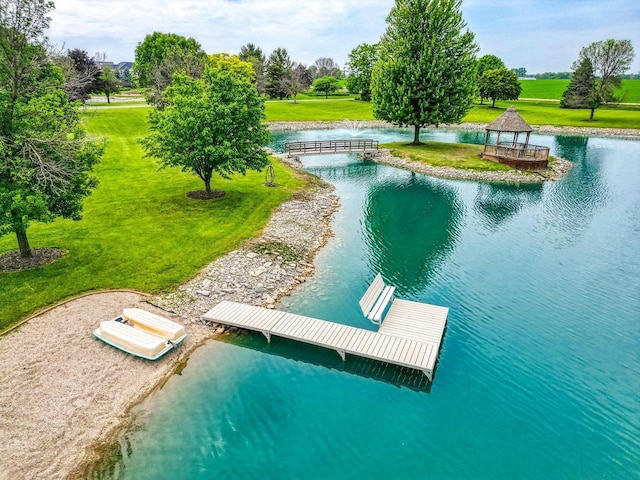 W1977 Center Valley Rd, Kaukauna, WI 54130 - view of swimming pool with a gazebo, a lawn, and a water view