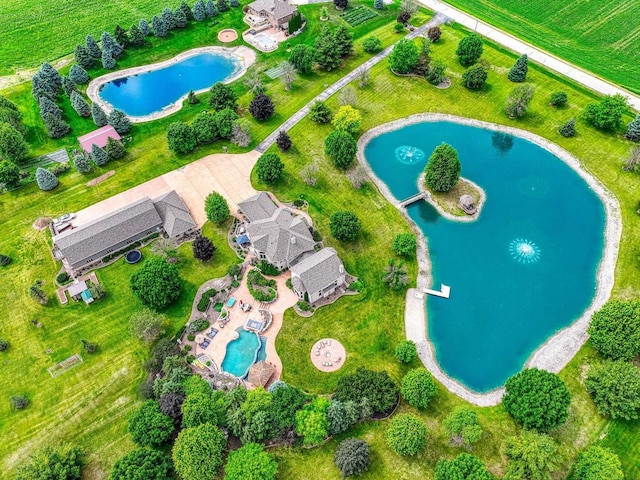 W1977 Center Valley Rd, Kaukauna, WI 54130 - drone / aerial view of a pool area and a nearby body of water