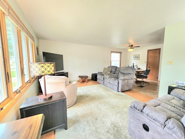 1239 Columbus Ave, Sheboygan, WI 53083 - living room with wood finished floors and a ceiling fan