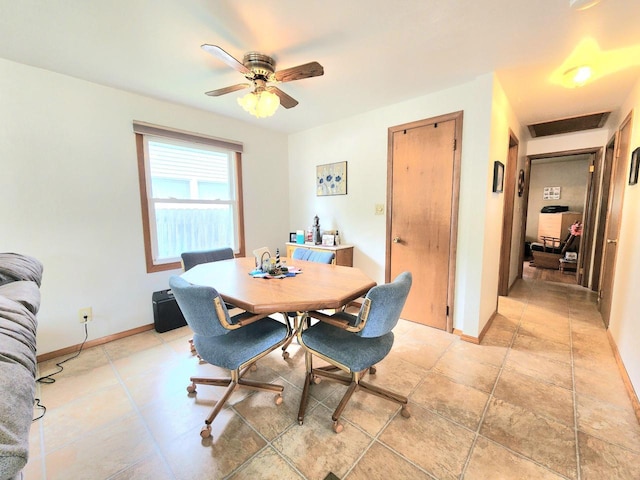 1239 Columbus Ave, Sheboygan, WI 53083 - dining area featuring a ceiling fan and baseboards