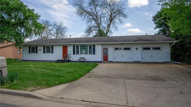 12901 7th St, Osseo, WI 54758 - ranch-style home with an attached garage, driveway, a front lawn, and entry steps