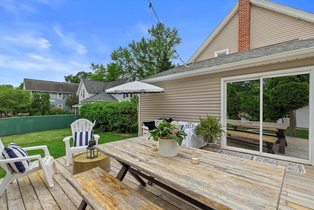 128 Maple Ave, Hartland, WI 53029 - wooden deck featuring outdoor dining area