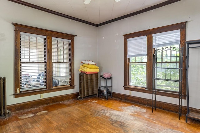 863 Jackson St, Oshkosh, WI 54901 - spare room featuring hardwood / wood-style floors and crown molding