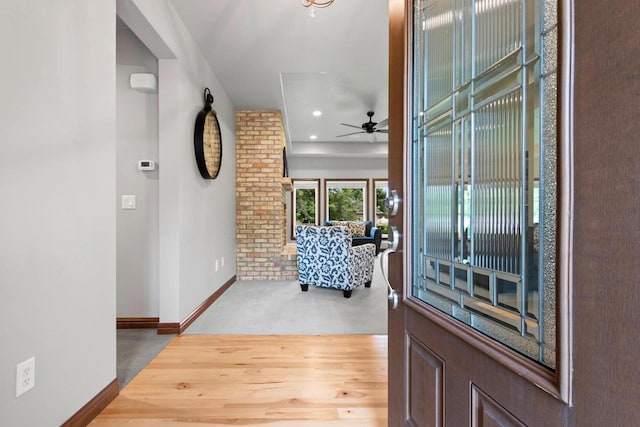 3234 W Twin Pines Ct, Green Bay, WI 54311 - entryway with a ceiling fan, recessed lighting, and light wood-style flooring