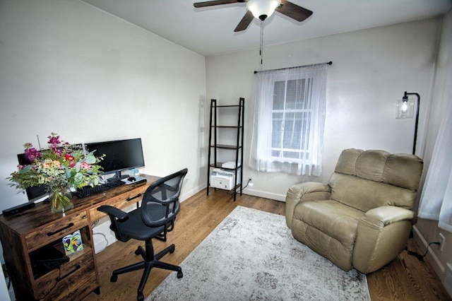 621 N Linwood Ave, Appleton, WI 54914 - office area featuring a ceiling fan and wood finished floors