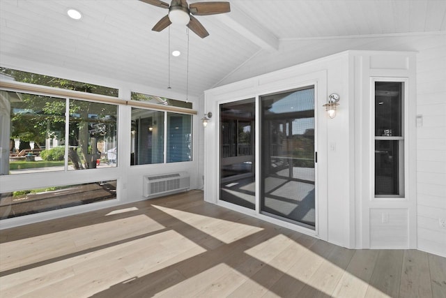 6834 S 35th St, Franklin, WI 53132 - unfurnished sunroom with a ceiling fan and a wall mounted AC