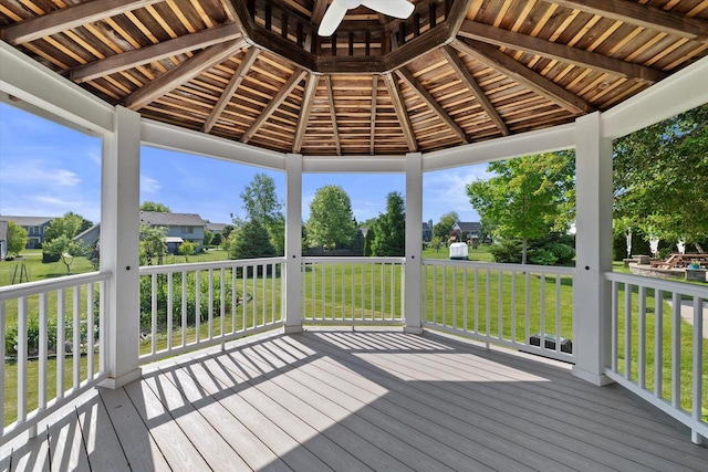 6834 S 35th St, Franklin, WI 53132 - deck featuring a gazebo, a yard, and a residential view
