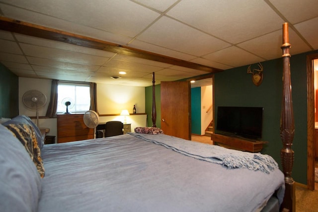 123 Westgate Dr, Iron Ridge, WI 53035 - carpeted bedroom featuring a drop ceiling
