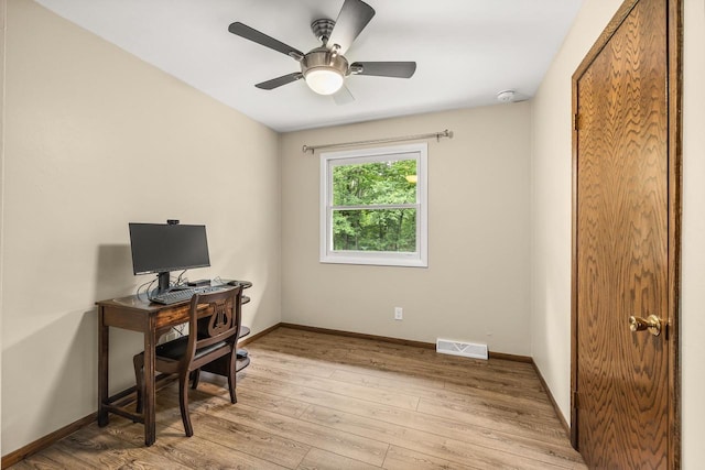 2311 Maplewood Dr, Plover, WI 54467 - office featuring light wood-type flooring and a ceiling fan