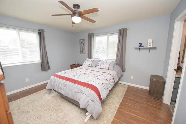 708 Owl Ln, Stevens Point, WI 54482 - bedroom featuring wood finished floors and ceiling fan