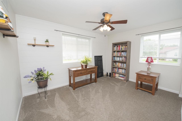 708 Owl Ln, Stevens Point, WI 54482 - sitting room featuring ceiling fan and carpet flooring