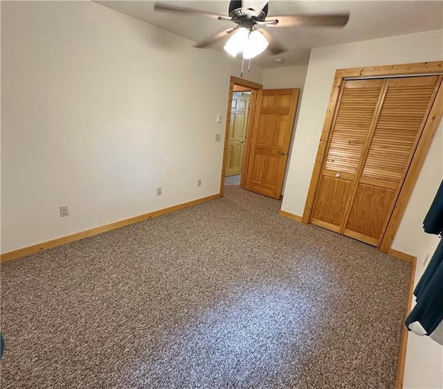 4686 W Butler Rd, Winter, WI 54896 - unfurnished bedroom featuring light carpet, a closet, and a ceiling fan