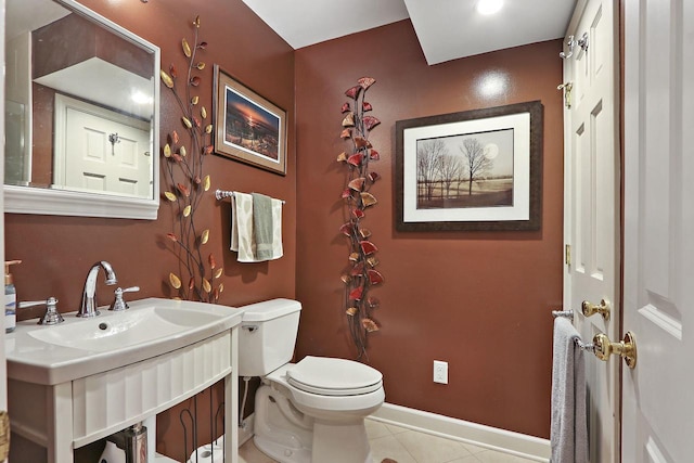 413 56th St, Kenosha, WI 53140 - half bathroom with tile patterned floors and vanity