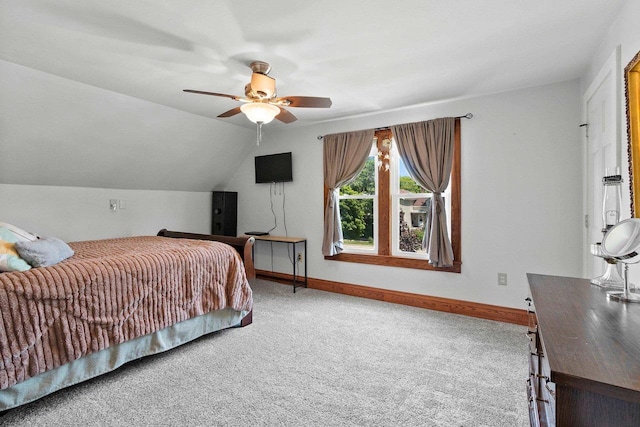 931 Carney Blvd, Marinette, WI 54143 - carpeted bedroom with lofted ceiling and a ceiling fan