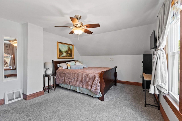 931 Carney Blvd, Marinette, WI 54143 - carpeted bedroom with vaulted ceiling and ceiling fan