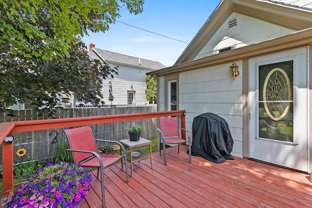 931 Carney Blvd, Marinette, WI 54143 - wooden terrace with area for grilling