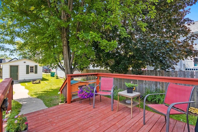 931 Carney Blvd, Marinette, WI 54143 - deck with a fenced backyard and an outdoor structure