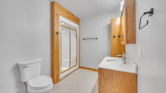 N3923 Sunny Slope Ave, Cascade, WI 53011 - bathroom featuring vanity, tile patterned floors, and a shower stall