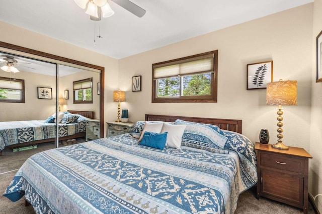 222531 Azalea Rd, Wausau, WI 54401 - carpeted bedroom with multiple windows, ceiling fan, and a closet