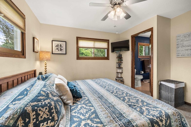 222531 Azalea Rd, Wausau, WI 54401 - carpeted bedroom featuring a ceiling fan and connected bathroom