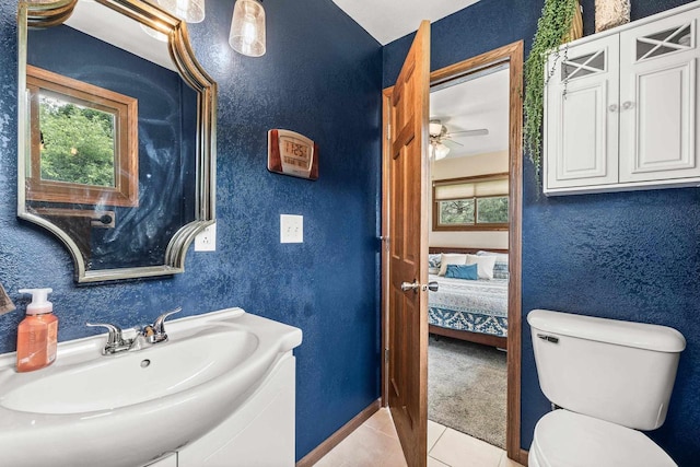222531 Azalea Rd, Wausau, WI 54401 - bathroom featuring healthy amount of natural light, tile patterned flooring, vanity, and a ceiling fan