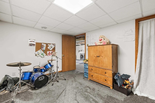 222531 Azalea Rd, Wausau, WI 54401 - game room featuring a drop ceiling and carpet floors