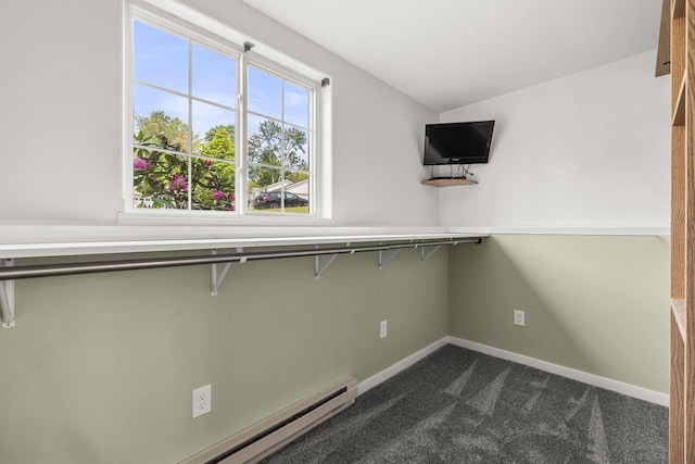 6611 Conner Davis Dr, Wausau, WI 54401 - walk in closet with dark colored carpet and baseboard heating