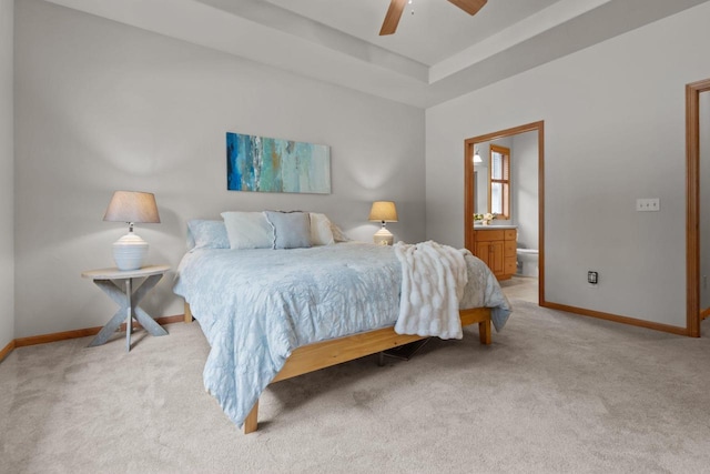 2506 Waterford Ct, Neenah, WI 54956 - bedroom with carpet floors, ensuite bath, and a ceiling fan