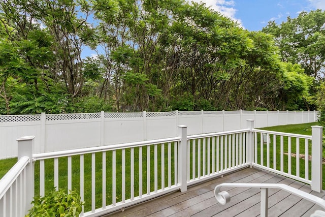 2506 Waterford Ct, Neenah, WI 54956 - wooden terrace with view of wooded area