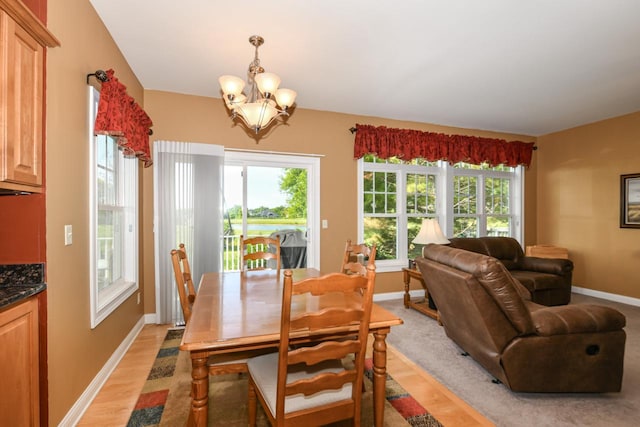 953 Eagleton Dr Unit 46-05, Lake Geneva, WI 53147 - dining area with a chandelier, light wood finished floors, and plenty of natural light