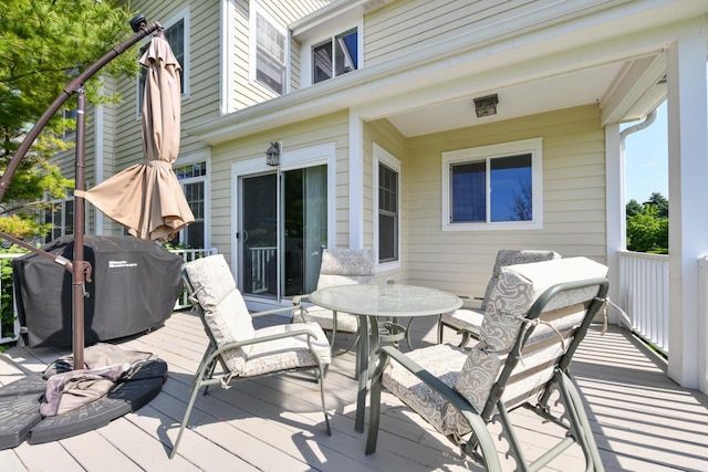 953 Eagleton Dr Unit 46-05, Lake Geneva, WI 53147 - wooden terrace with outdoor dining area and grilling area