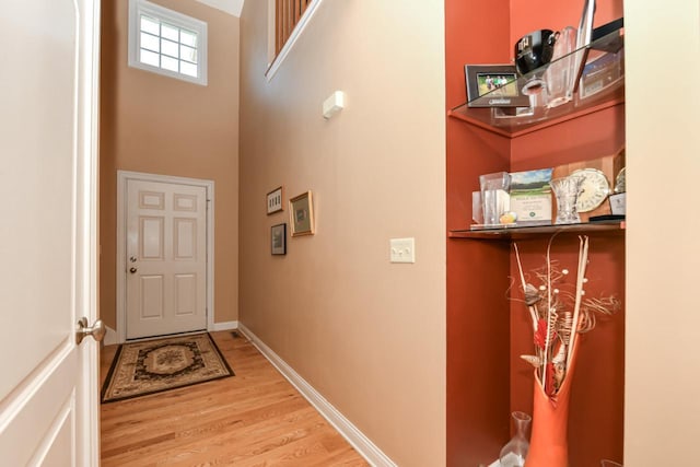 953 Eagleton Dr Unit 46-05, Lake Geneva, WI 53147 - doorway with wood finished floors and a high ceiling