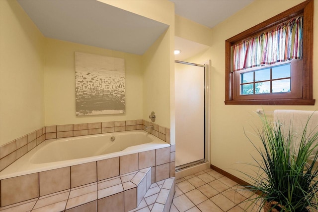 10800 N Norway Dr, Mequon, WI 53092 - full bathroom with a bath, a stall shower, and tile patterned floors