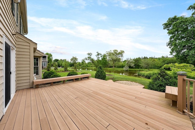 10800 N Norway Dr, Mequon, WI 53092 - wooden deck featuring a water view and view of scattered trees