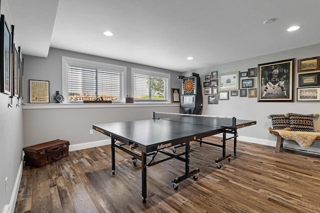 2210 Stoney Brook Dr, Manitowoc, WI 54220 - game room with wood finished floors and recessed lighting