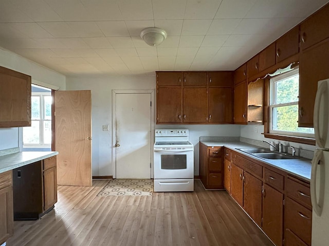 N133 Bartell St, Stephenson, MI 49887 - kitchen with white appliances, light wood-style floors, and light countertops