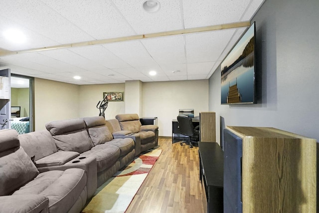W5355 Linden Hill Dr, Appleton, WI 54915 - living area with light wood finished floors, a drop ceiling, a desk, and recessed lighting