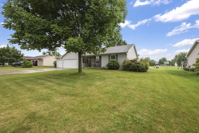 W5355 Linden Hill Dr, Appleton, WI 54915 - ranch-style home with concrete driveway, a front yard, and a garage