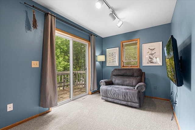 1021 Aspen Pl, West Bend, WI 53095 - sitting room featuring carpet floors and track lighting