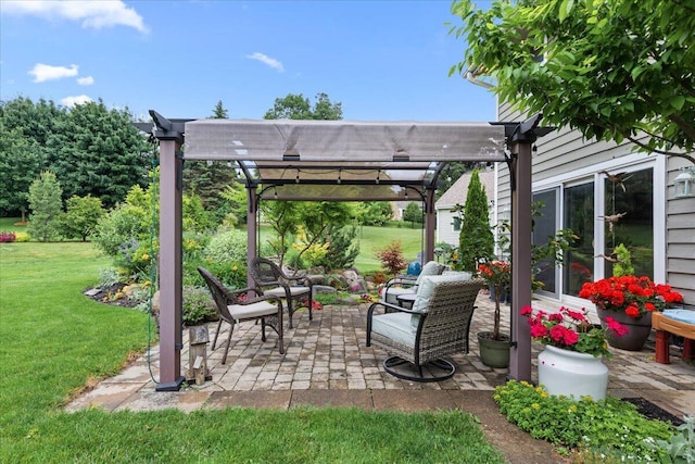 1021 Aspen Pl, West Bend, WI 53095 - view of patio / terrace featuring a pergola and an outdoor hangout area