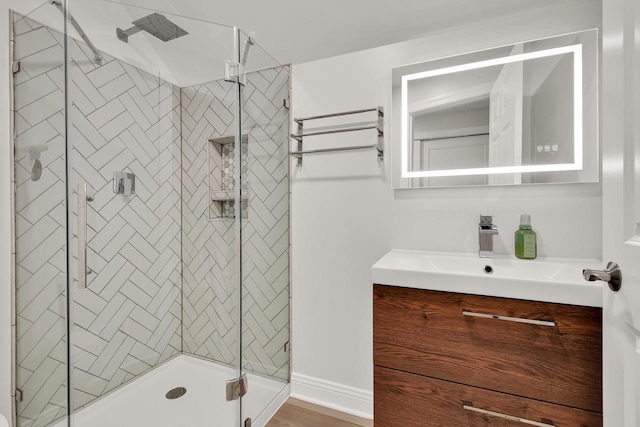 742 Charolais Dr, Slinger, WI 53086 - full bathroom with vanity and a stall shower
