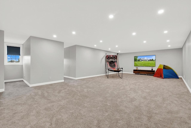 742 Charolais Dr, Slinger, WI 53086 - rec room featuring carpet flooring and recessed lighting