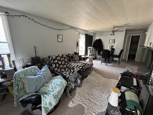 414 Barney St Unit 418, Waukesha, WI 53186 - carpeted living room featuring ceiling fan
