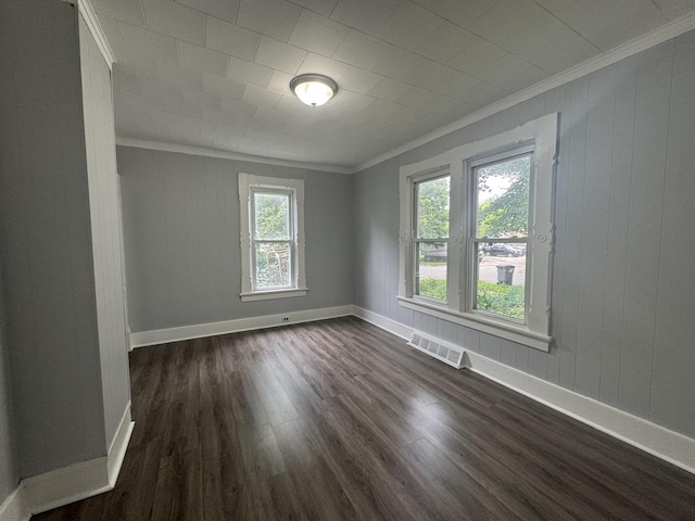 414 Barney St Unit 418, Waukesha, WI 53186 - empty room with ornamental molding and dark wood-style flooring