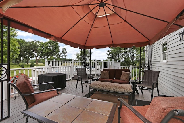 32665 Academy Rd, Burlington, WI 53105 - wooden terrace featuring an outdoor hangout area and area for grilling