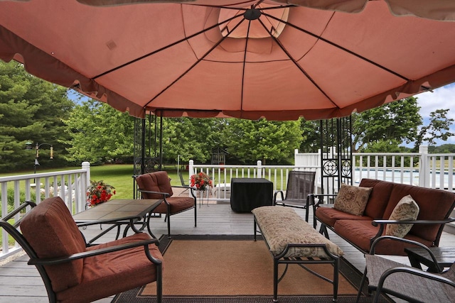 32665 Academy Rd, Burlington, WI 53105 - wooden terrace with an outdoor living space