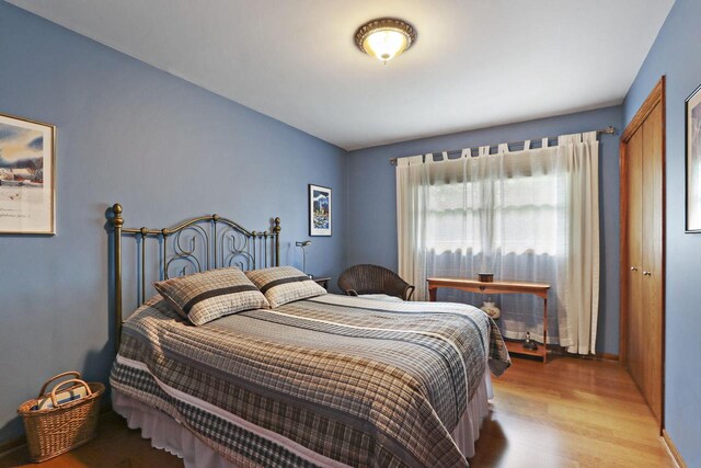 32665 Academy Rd, Burlington, WI 53105 - bedroom with light wood-style flooring and a closet