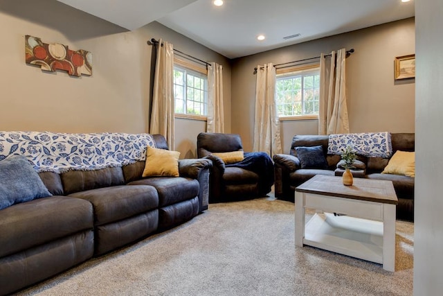 1410 Edwin St, Marinette, WI 54143 - living room with carpet, plenty of natural light, and recessed lighting